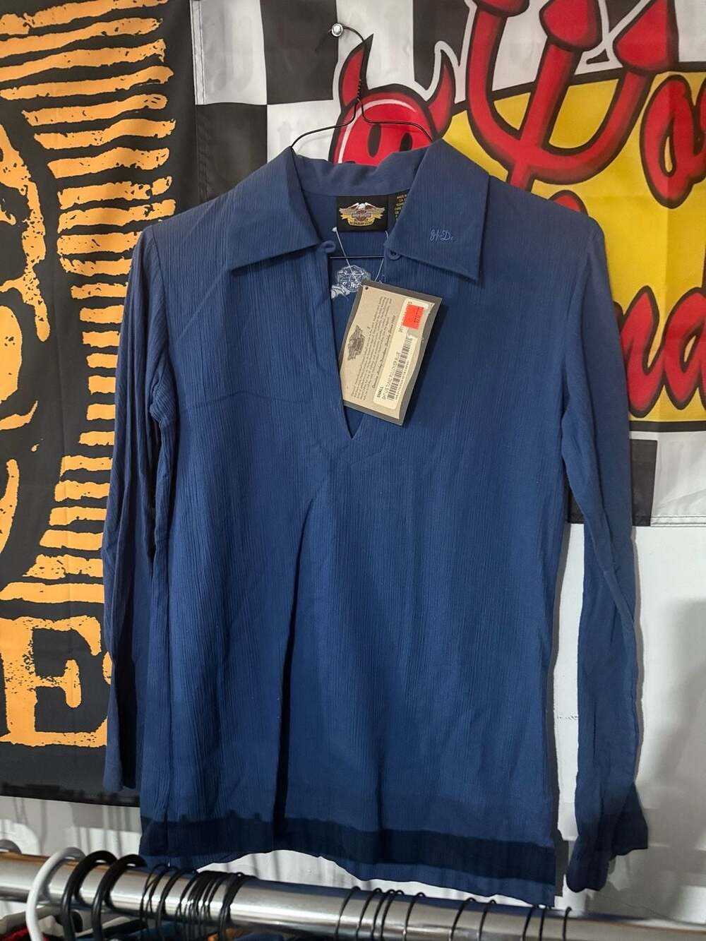 Harley-Davidson Women's Long Sleeve Blue Tunic Pullover